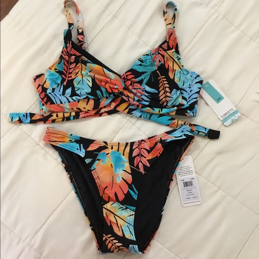 Tropical print bikini 34D med med bottom